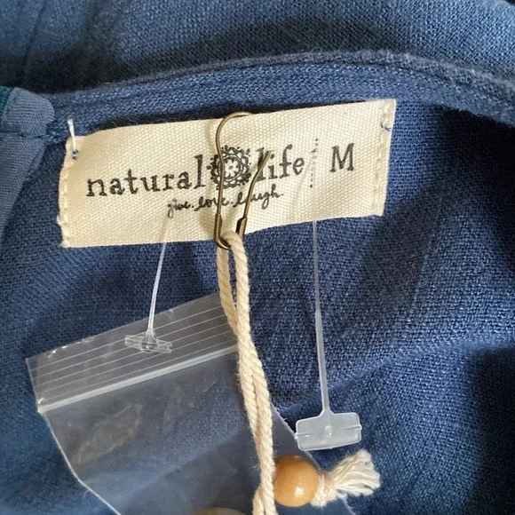 NATURAL LIFE Avery Blue V-Neck Wide-Leg Jumpsuit, Size Medium - Picture 7 of 11